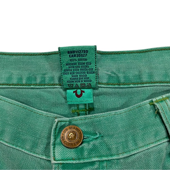 True Religion Buddha USA Men Green Jeans Sz 42 x34 Button Fly Denim 100% Cotton - Picture 4 of 16